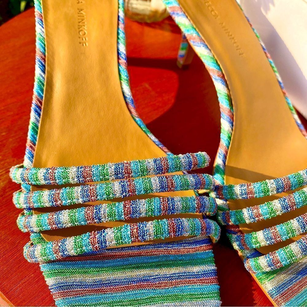 NEW REBECCA MINKOFF DECKLYNN METALLIC RAINBOW KITTEN-HEEL MULES 9M - Picture 14 of 15